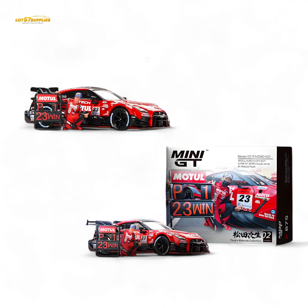 Mini-GT Nissan GT-R Nismo #23 "MOTUL AUTECH GT-T 2021" w/ Figure #875 1:64 (ONLINE ORDER ONLY)