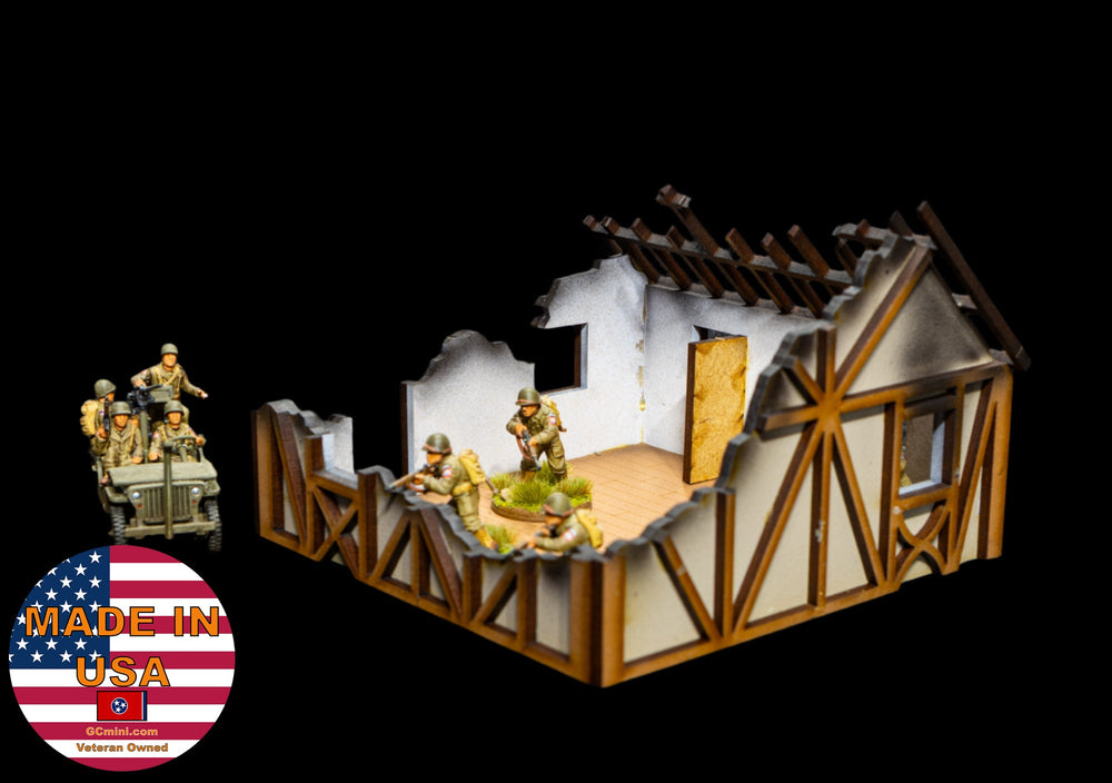 28mm Small Half Timber House  - 28MPNT550 (Assembled and Painted) (Online Order Only)