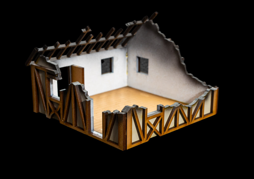 28mm Small Half Timber House  - 28MPNT550 (Assembled and Painted) (Online Order Only)