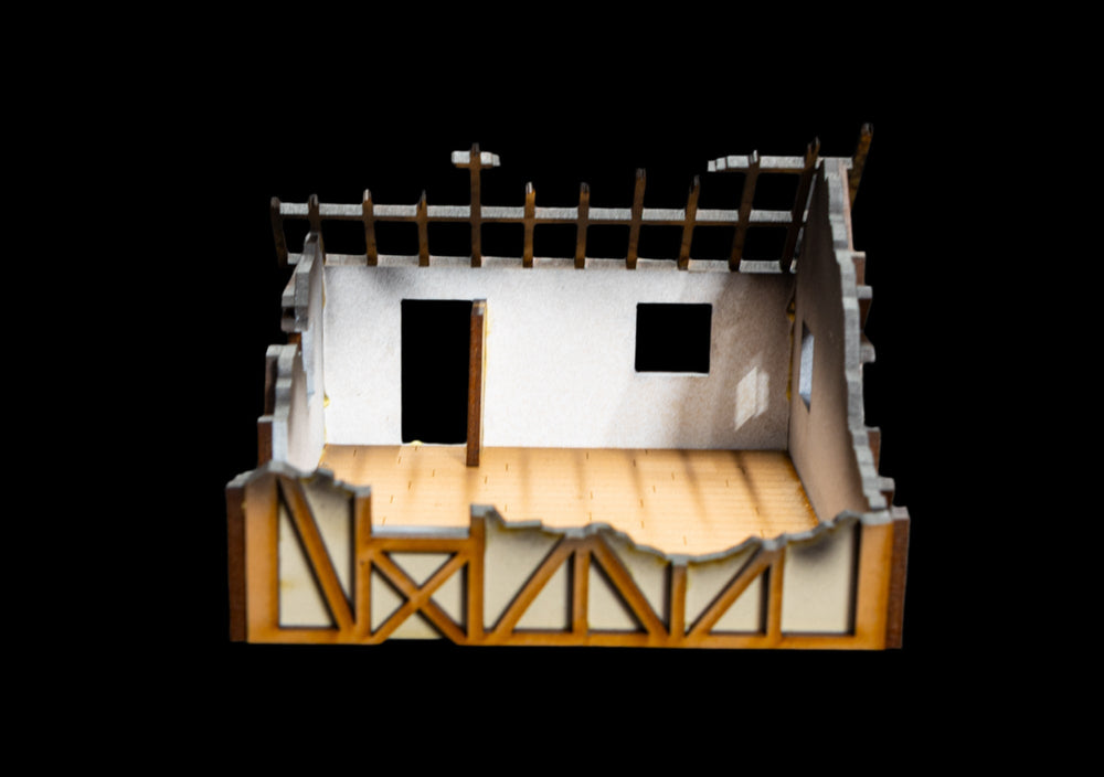 28mm Small Half Timber House  - 28MPNT550 (Assembled and Painted) (Online Order Only)