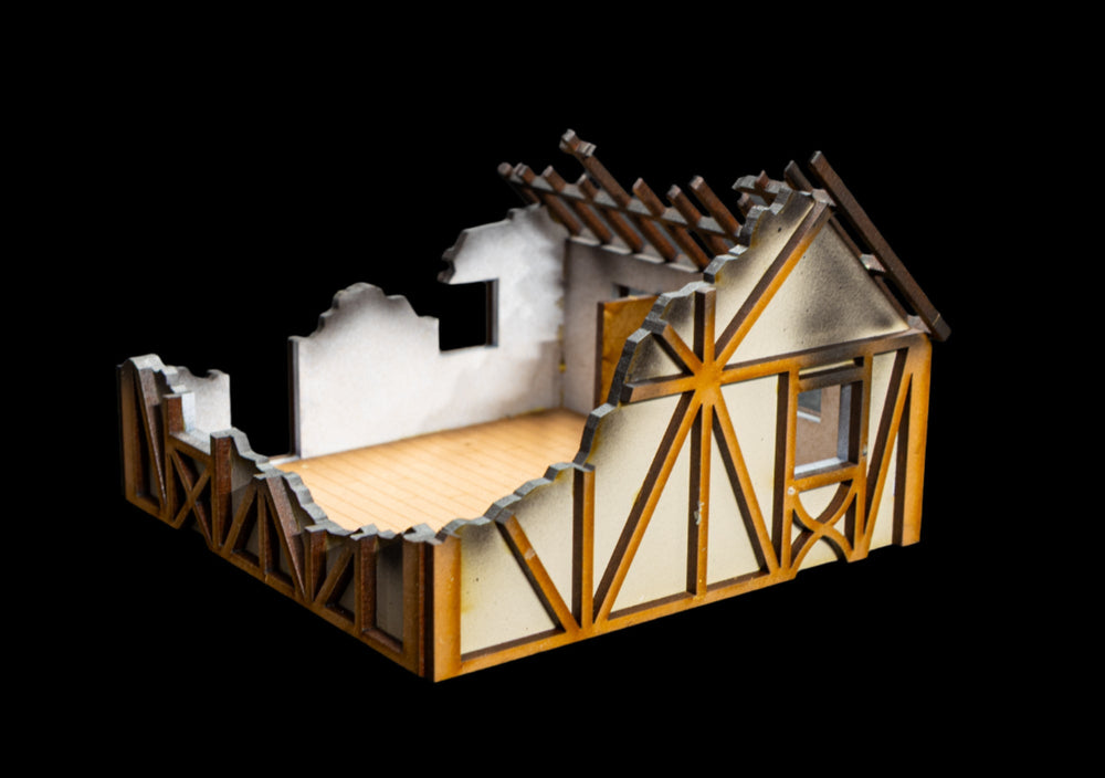 28mm Small Half Timber House  - 28MPNT550 (Assembled and Painted) (Online Order Only)