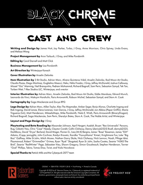 Cyberpunk Red: Black Chrome - Roleplaying Game (Online Order Only)