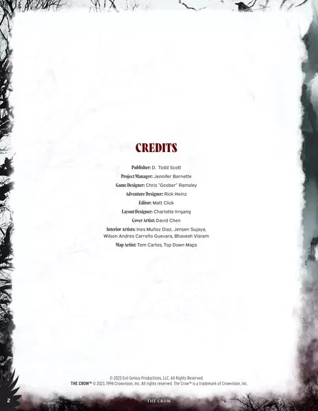 Everyday Heroes, The RPG: The Crow Cinematic Adventure (Online Order Only)
