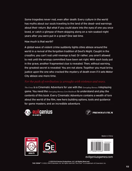 Everyday Heroes, The RPG: The Crow Cinematic Adventure (Online Order Only)