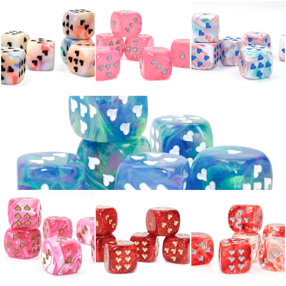 Heart Pips 16MM d6 | 7 Color Options | Multipack Options (Online Only)