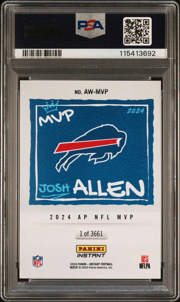 Graded 2024 Panini Instant NFL Josh Allen #MVP Award Winners PSA 8 Near Mint (ONLINE ORDER ONLY)
