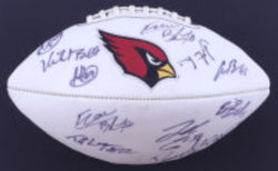 2018 Cardinals Logo Football Team-Signed by (14) with TJ Logan, Daniel Munyer, Rees Odhiambo, Will Holden, Evan Boehm (Beckett) (Online Order Only)