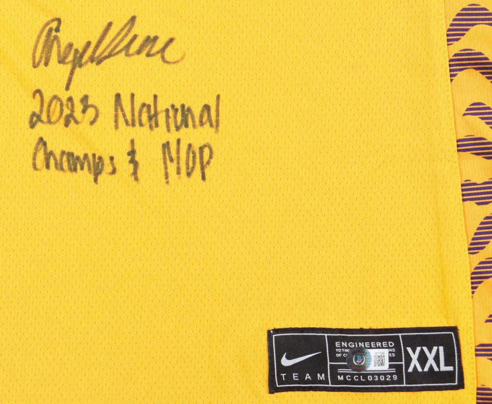 Angel Reese Signed Nike Jersey Inscribed "2023 National Champs & MOP" (Beckett) LSU Tigers (Online Order Only)