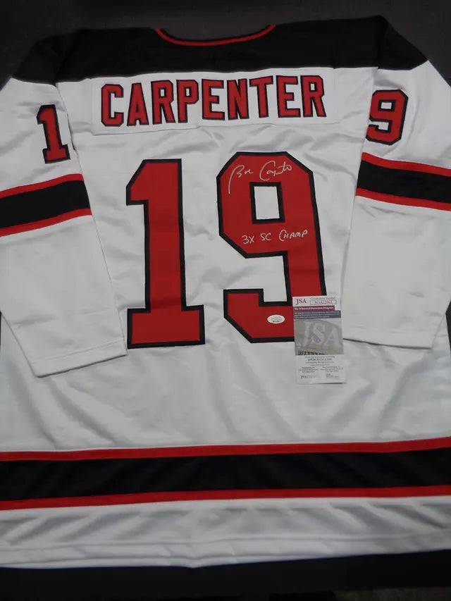 Bobby Carpenter New Jersey Devils Autographed & Inscribed Custom Hockey Style Jersey JSA W coa (Online Order Only)