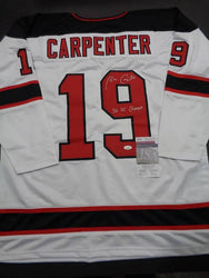 Bobby Carpenter New Jersey Devils Autographed & Inscribed Custom Hockey Style Jersey JSA W coa (Online Order Only)