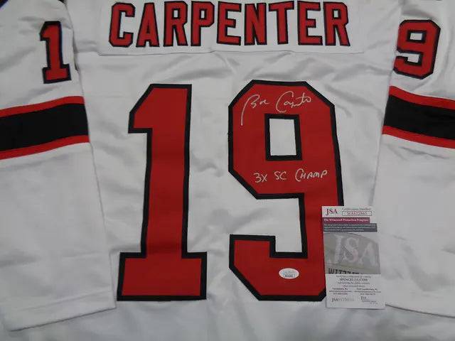 Bobby Carpenter New Jersey Devils Autographed & Inscribed Custom Hockey Style Jersey JSA W coa (Online Order Only)