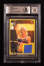 Charlotte Flair Signed 2015 Topps WWE Road to WrestleMania Swatch Relics #NNO (BGS | Auto 10) (Online Order Only)