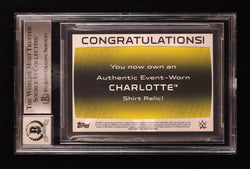 Charlotte Flair Signed 2015 Topps WWE Road to WrestleMania Swatch Relics #NNO (BGS | Auto 10) (Online Order Only)