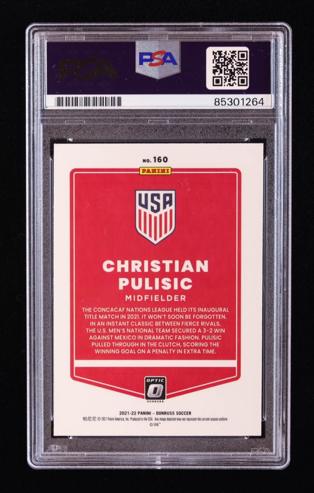 Christian Pulisic Signed 2021-22 Donruss Optic #160 (PSA) (Online Order Only)