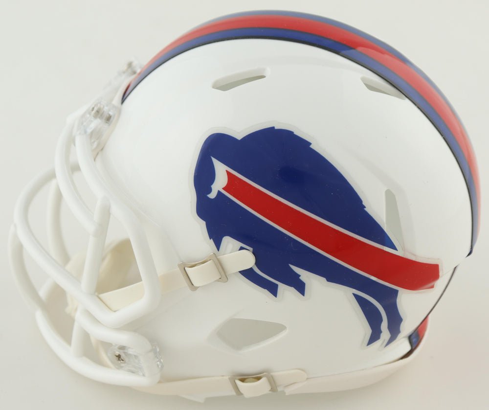 Damien Harris Signed Bills Speed Mini Helmet (Beckett) (Online Order Only)