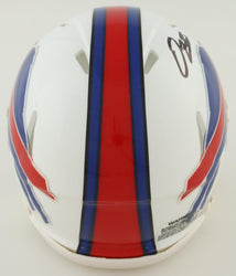 Damien Harris Signed Bills Speed Mini Helmet (Beckett) (Online Order Only)