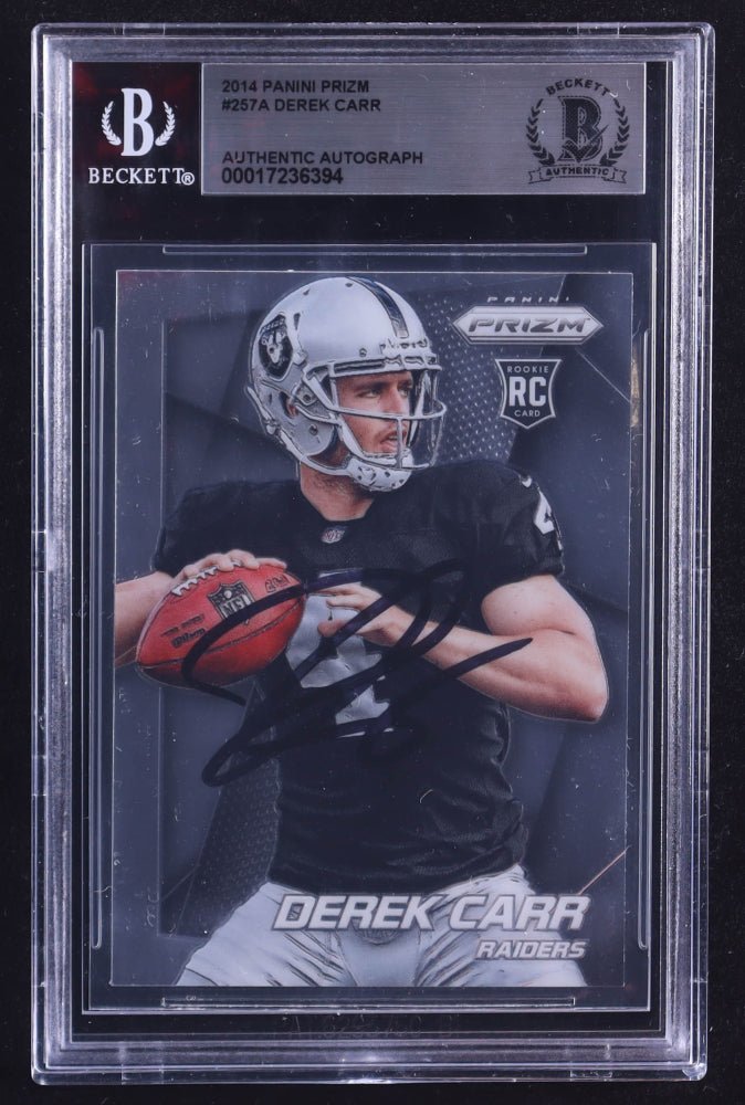 Derek Carr Signed 2014 Panini Prizm #257A RC (BGS) Rookie Card (Online Order Only)