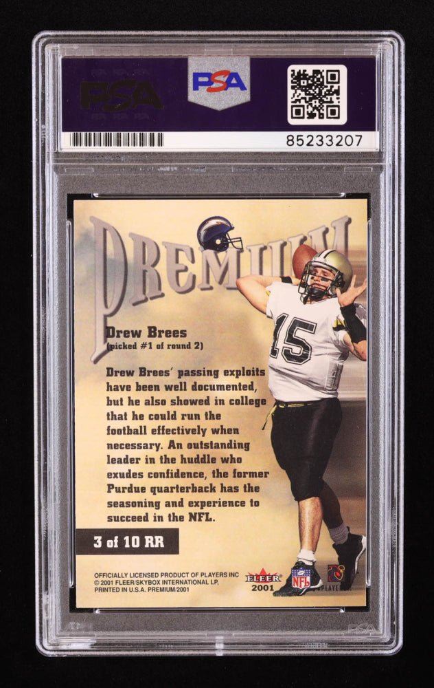 Drew Brees Signed 2001 Fleer Premium Rookie Revolution #3 RC (PSA) (Online Order Only)
