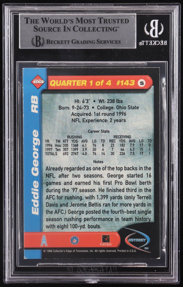 Eddie George Signed 1998 Collector's Edge Odyssey #143 (BGS) (Online Order Only)