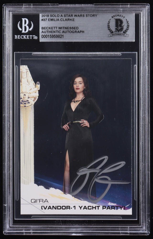 Emilia Clarke Signed 2018 Topps Solo A Star Wars Story #37 Qi-ra / Vandor-1 Yacht Party (BGS) (Online Order Only)