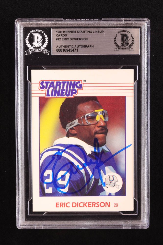 Eric Dickerson Signed 1988 Kenner Starting Lineup Cards #42 (BGS) (Online Order Only)