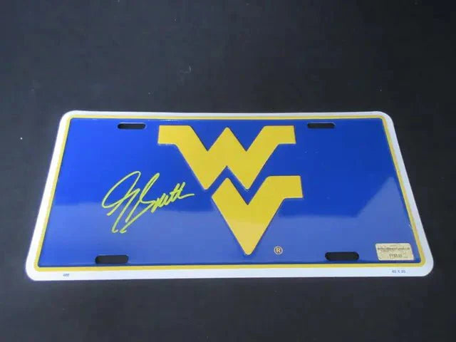 Geno Smith Signed West Virginia  License Plate EUA COA (Online Order Only)