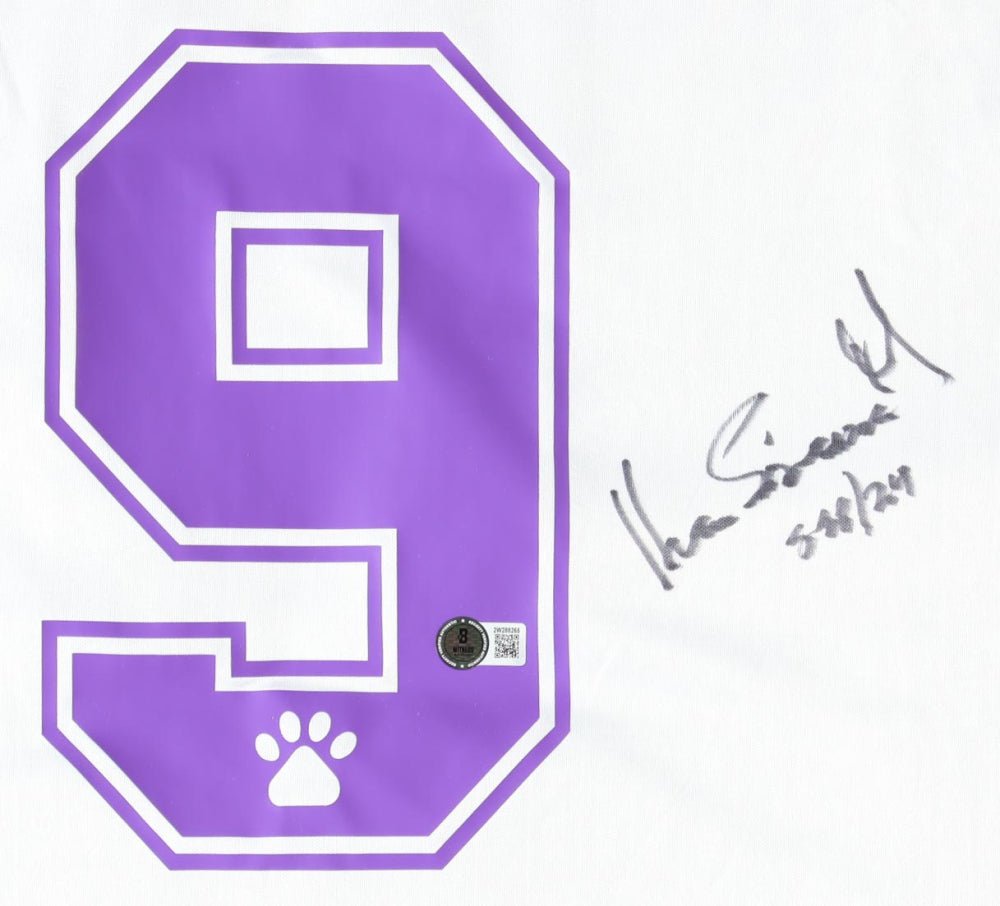 Hugo Sanchez Signed Real Madrid Jersey Inscribed "Sep/24" (Beckett) Beckett Witnessed (Online Order Only)
