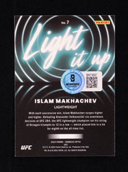 Islam Makhachev Signed 2023 Donruss Optic UFC Light It Up #7 (Beckett) (Online Order Only)