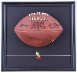 Jerry Rice Signed NFL Football Display with Pin (JSA) (Online Order Only)