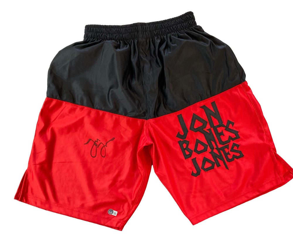 Jon Jones Signed MMA Trunks (Beckett) Beckett Witnessed (Online Order Only)