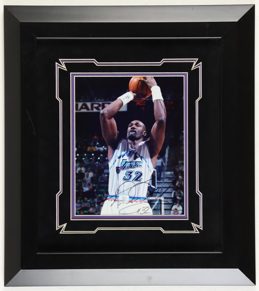 Karl Malone Signed Jazz Custom Framed Photo Display (Beckett) (Online Order Only)