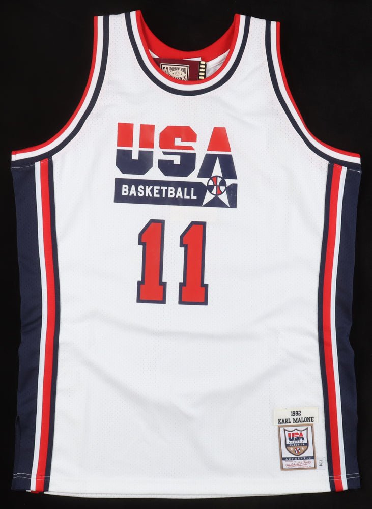 Karl Malone Signed Team USA Jersey (Fanatics) (Online Order Only)