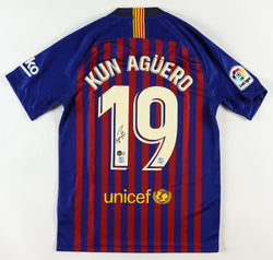 Kun Aguero Signed Barcelona Jersey (Beckett) (Online Order Only)