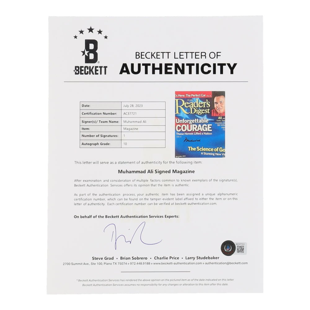Muhammad Ali Signed 2001 Reader's Digest Book (Beckett | Autograph Graded 10) (Online Order Only)