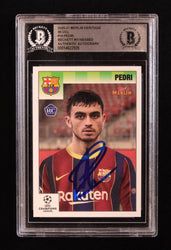 Pedri Signed 2020-21 Merlin Heritage 95 UCL #10 RC (BGS) Rookie Card | Beckett Witnessed (Online Order Only)