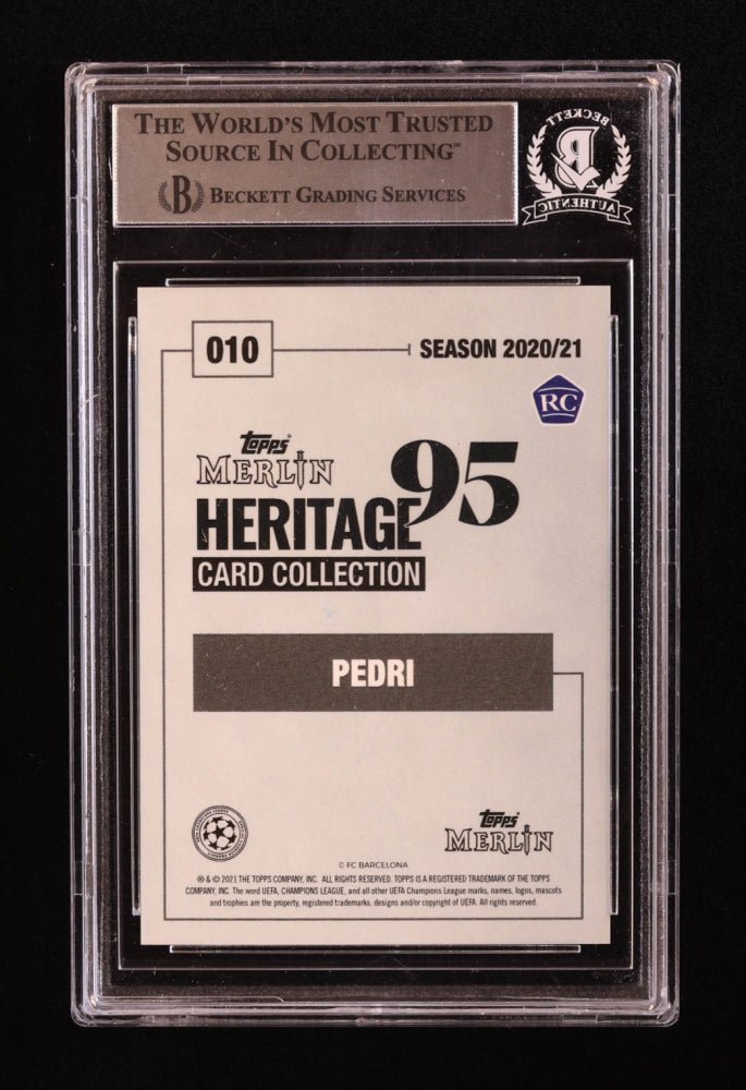 Pedri Signed 2020-21 Merlin Heritage 95 UCL #10 RC (BGS) Rookie Card | Beckett Witnessed (Online Order Only)