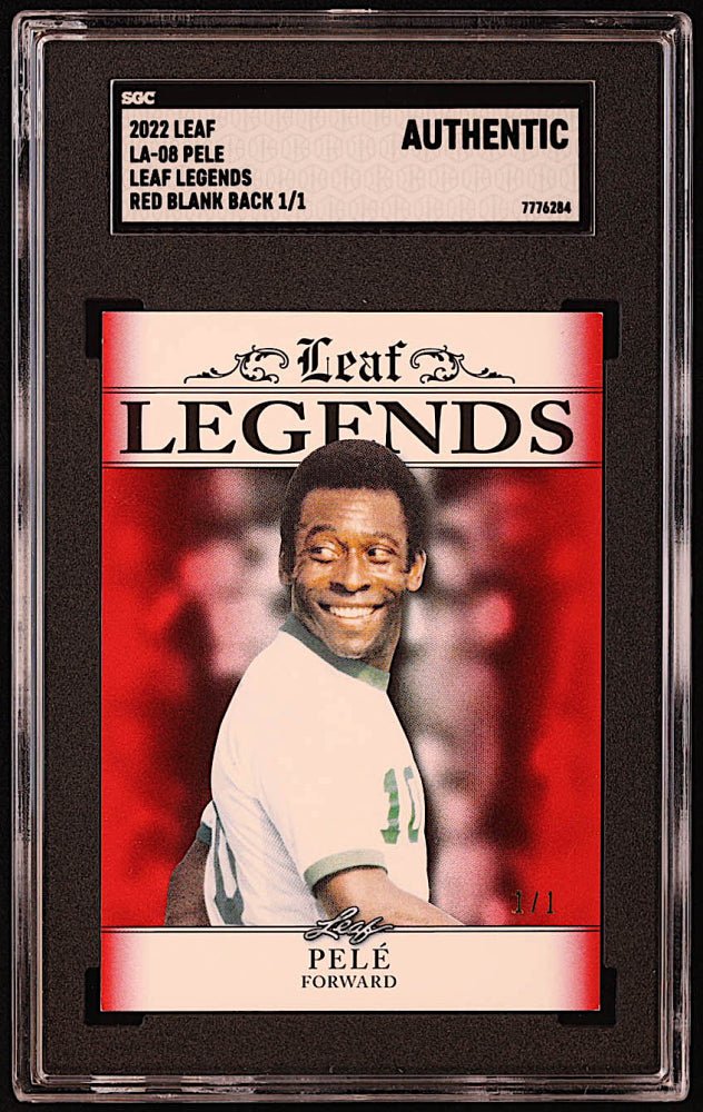 Pele 2022 Leaf Legends Red Blank Back #LA08 #1/1 (SGC Authentic) (Online Order Only)