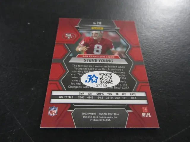 Steve Young Signed Trading Card San Francisco 49ers FSG COA (Online Order Only)