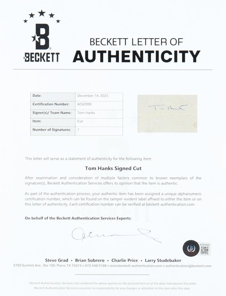 Tom Hanks Signed "Saving Private Ryan" Custom Framed Cut Display (Beckett & PSA) (Online Order Only)