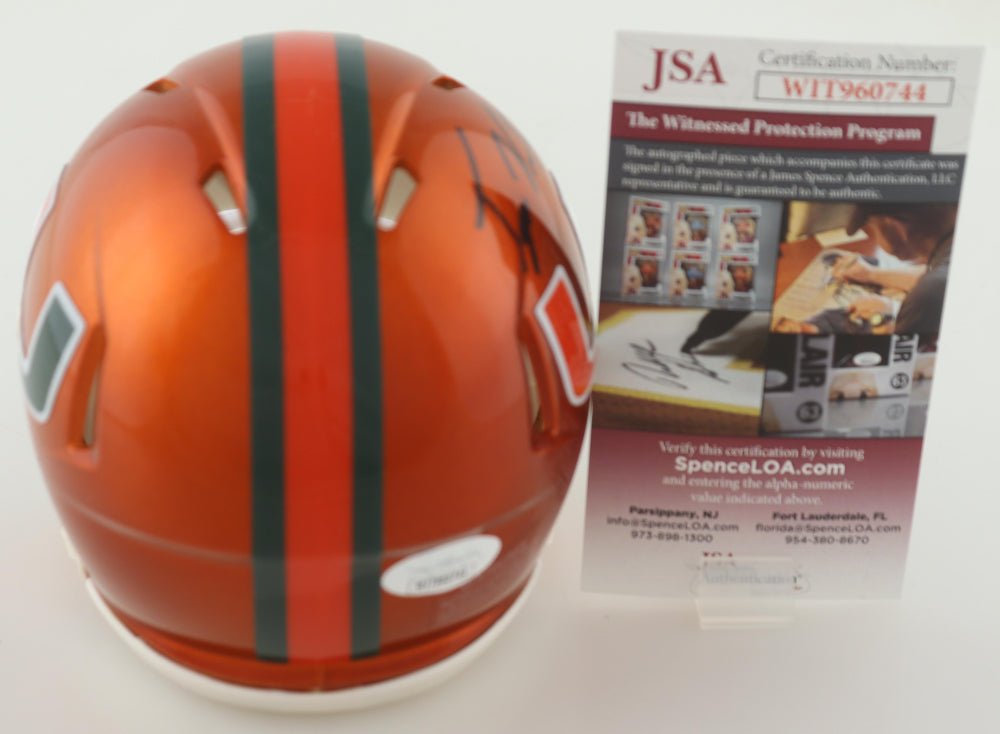 Tyler Van Dyke Signed Miami Hurricanes Flash Alternate Speed Mini Helmet (JSA) (Online Order Only)