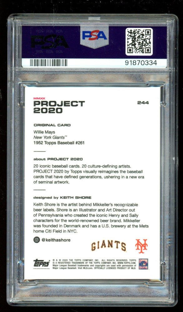 Willie Mays 2020 Topps Project 2020 #244 / 2440* / Keith Shore (PSA 10) (Online Order Only)