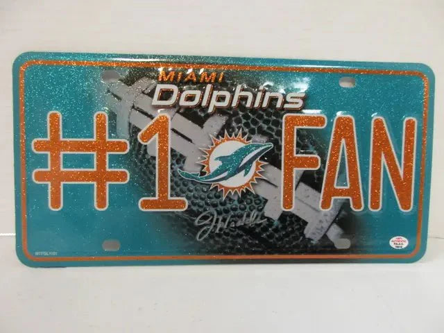 Jaylen Waddle of the Miami Dolphins signed autographed metal license plate PAAS COA 51518 (Online Order Only)
