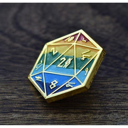 Pride and Gold Rainbow D20 Pin (ONLINE ORDER ONLY)