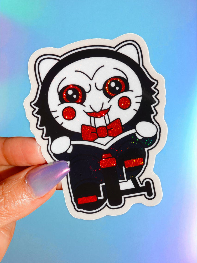 Puppet Chibi Sticker – Cute Horror Glitter Vinyl Halloween Sticker (ONLINE ORDER ONLY)