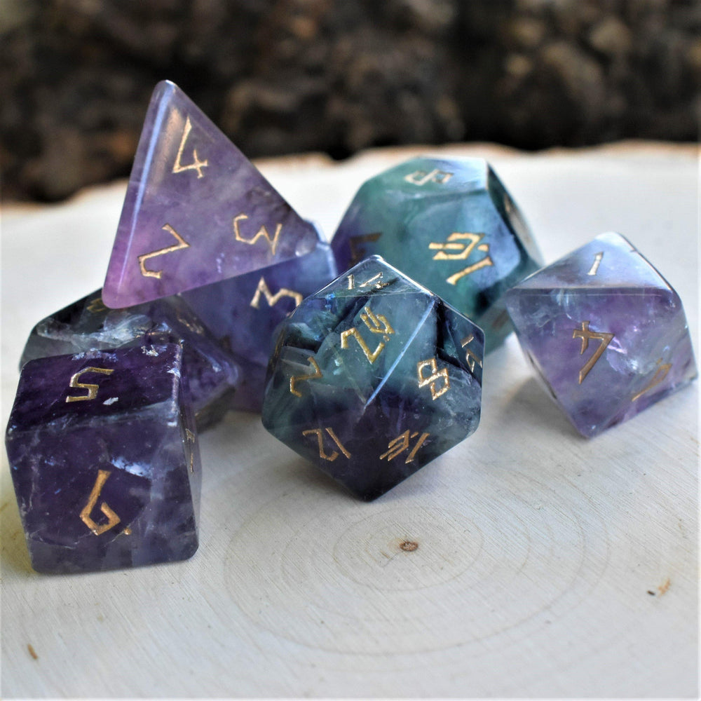 Purple Fluorite Stone Dice Set (ONLINE ORDER ONLY)