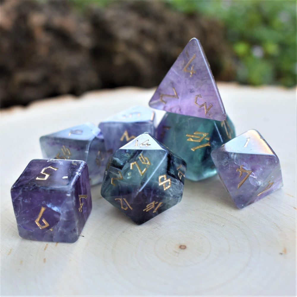 Purple Fluorite Stone Dice Set (ONLINE ORDER ONLY)