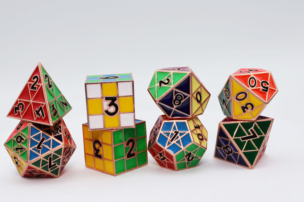 Puzzle Cube: Copper - Metal 8 piece Dice Set (ONLINE ORDER ONLY)