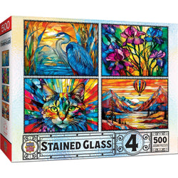 Stained Glass - 500 Piece Jigsaw Puzzles 4-Pack