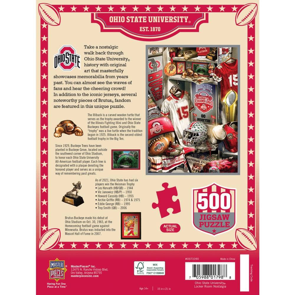 Ohio State Buckeyes - Locker Room 500 Piece Jigsaw Puzzle (ONLINE ORDER ONLY)