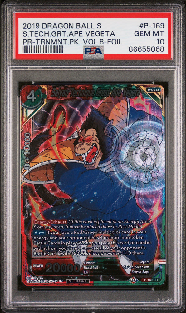 2019 DRAGON BALL SUPER S.TECH.GRT.APE VEGETA #P-169 - PSA 10 (Online Order Only)